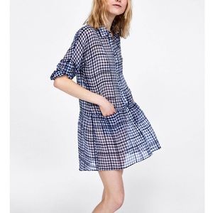 ZARA Sequined Gingham Dress